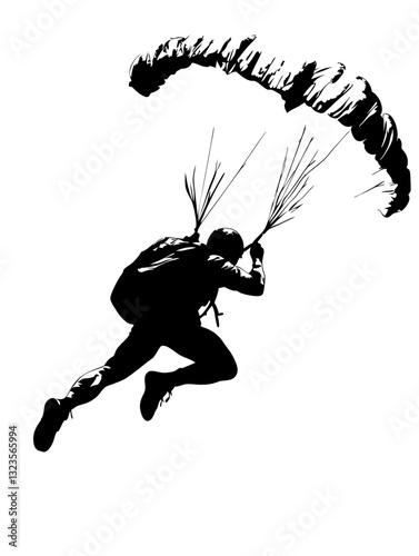 Parachuting Silhouette Vector Art for Adventure Sports and Outdoor Activities