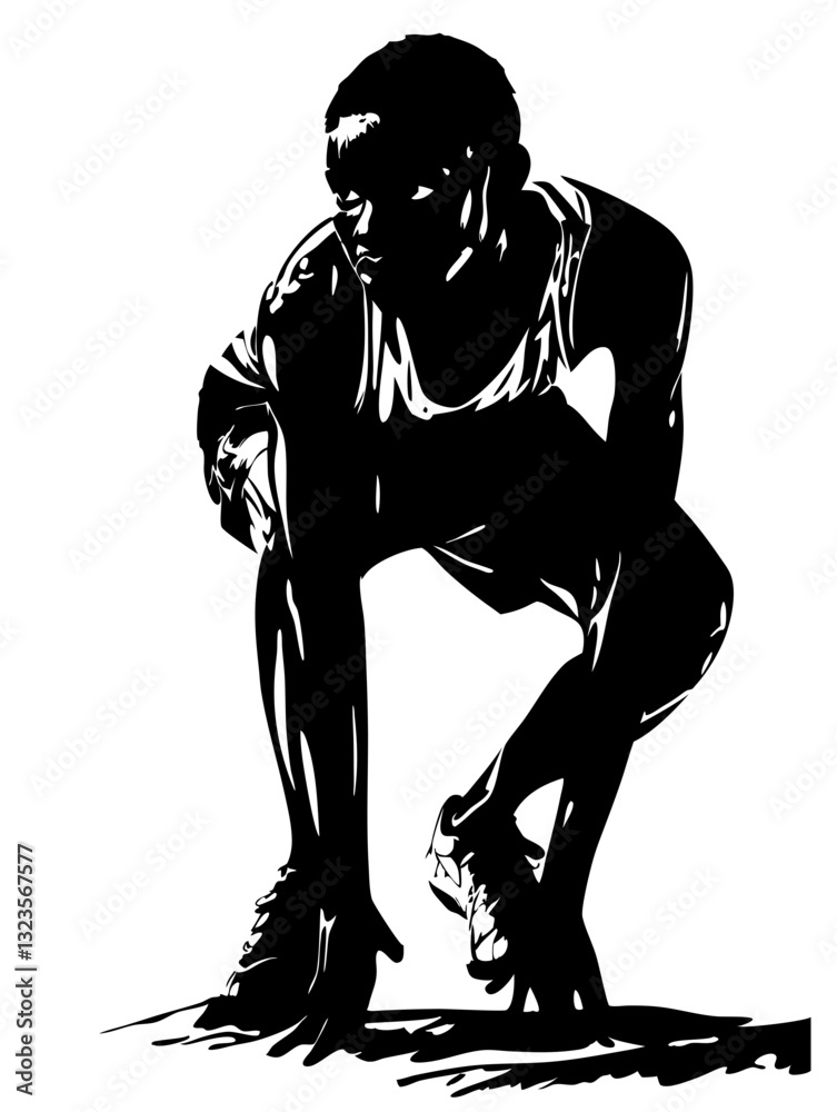 Fototapeta premium Athlete Ready to Sprint Silhouette Vector for Sports Design Inspiration