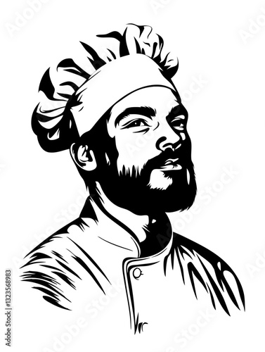 Chef Portrait Vector Illustration for Culinary Art and Branding Design