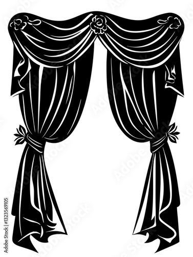 Ornate Floral Drapery Vector Illustration for Decorative Design Projects