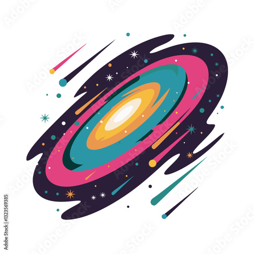 Vibrant Abstract Galaxy Art Colorful Cosmic Vortex Vector