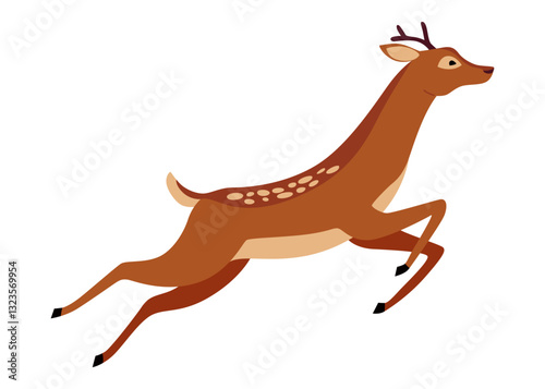 Deer animal icon. Cute spotted forest deer. Wild nature creature concept. Horny spotted reindeer vector illustration