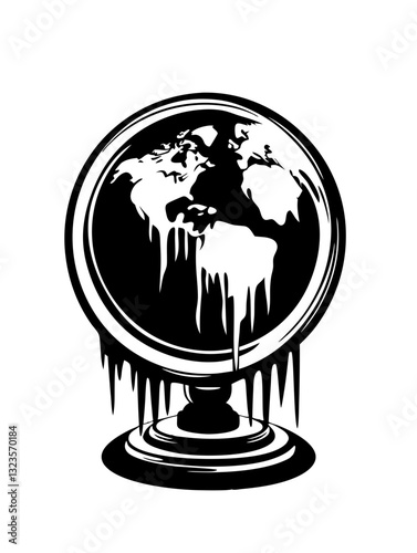 Melting Earth Globe Vector Illustration Climate Change Symbol