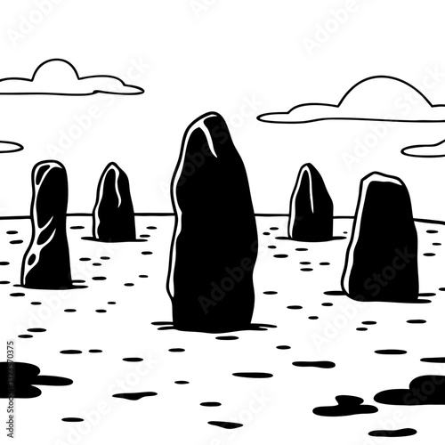 Monolithic Stone Formation Vector Illustration for Artistic and Decorative Use