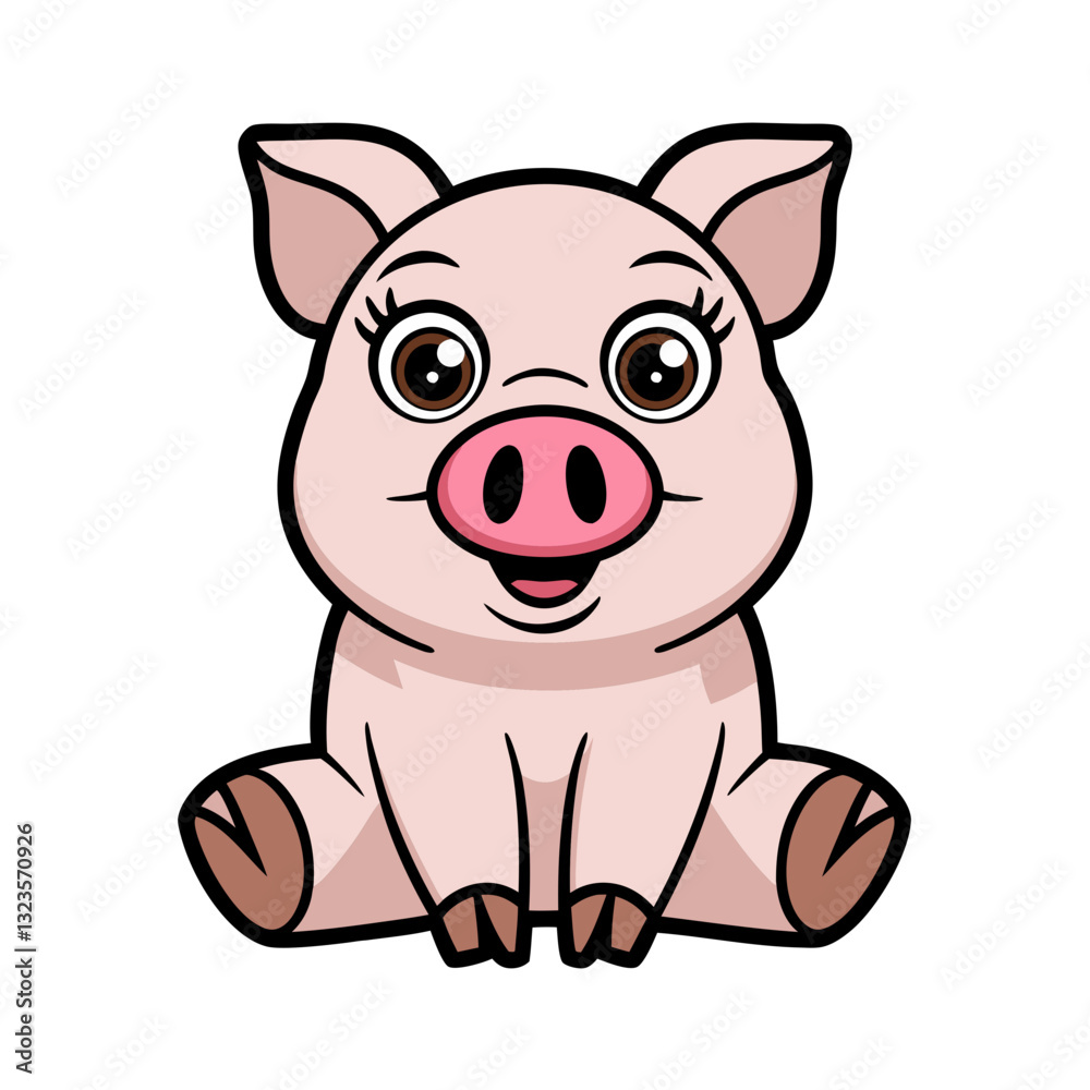 Cute Cartoon Pig Character Illustration for Kids and Animal-Themed Designs Cute Cartoon Pig Character Illustration for Kids and Animal-Themed Designs