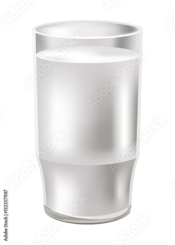 Glass of milk. Protein rich dairy product. Transparent photo realistic vector illustration