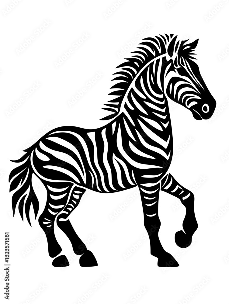 Fototapeta premium Elegant Zebra Silhouette Vector Art for Tattoo and Graphic Design
