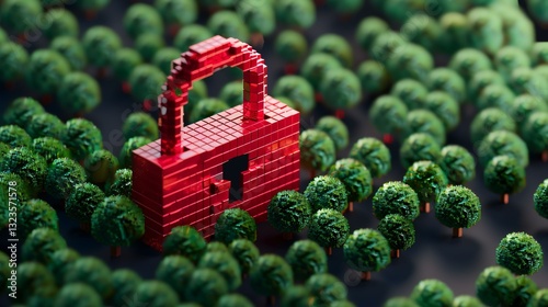 A crisp and well-defined 3D-rendered firewall guard preventing unauthorized access to secure data.