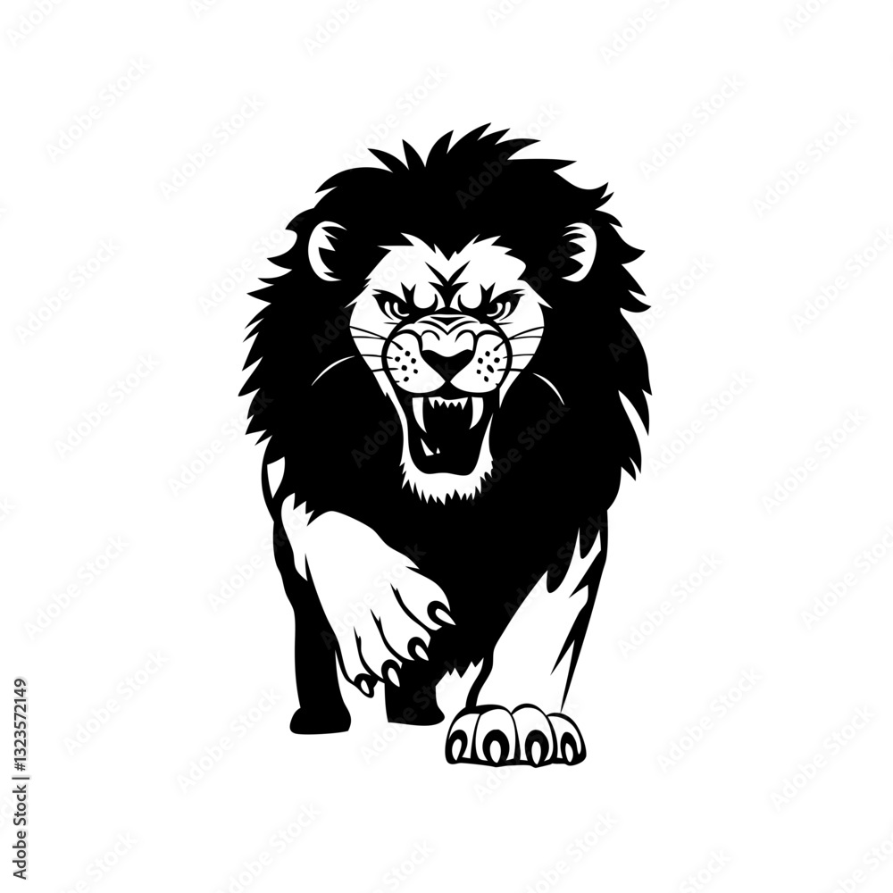Fierce Roaring Lion Vector Illustration for Tattoo and Design Projects Fierce Roaring Lion Vector Illustration for Tattoo and Design Projects