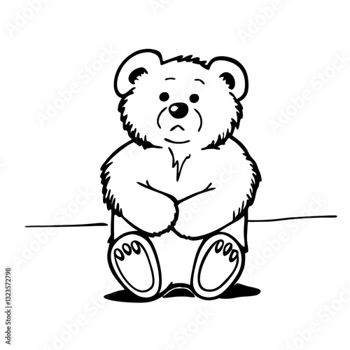 Cute Teddy Bear Vector Illustration for Coloring Books and Crafts