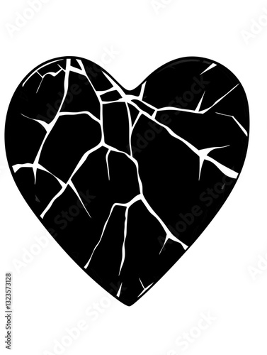 Cracked Black Heart Symbol Vector for Emotional Expression Designs