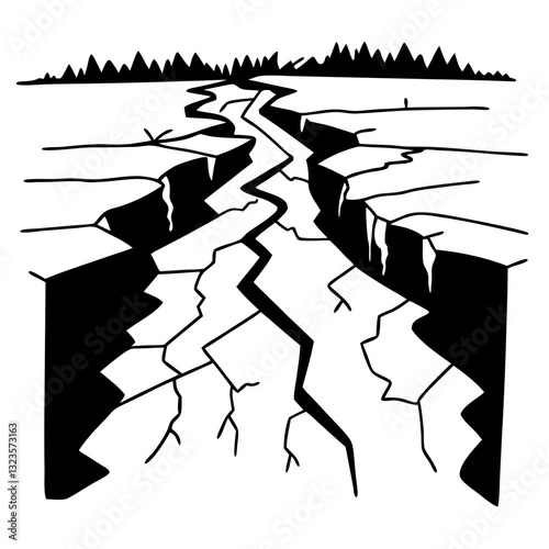Earthquake Fault Line Vector Illustration for Disaster Education and Awareness