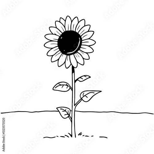 Vector Illustration Sunflower Minimalist Art for Decorative Designs