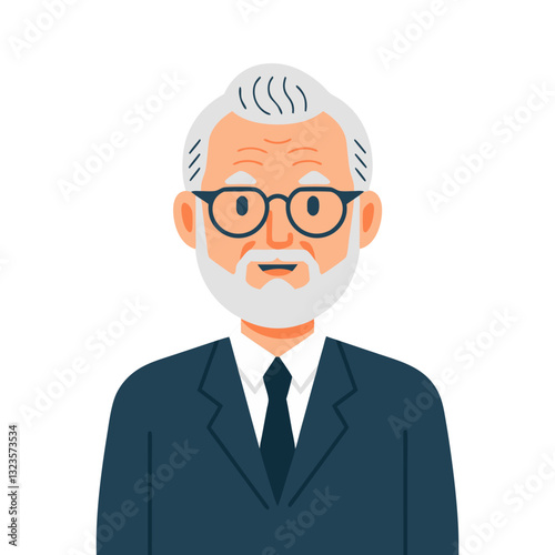 Professional Elderly Man Portrait in Suit Vector Illustration