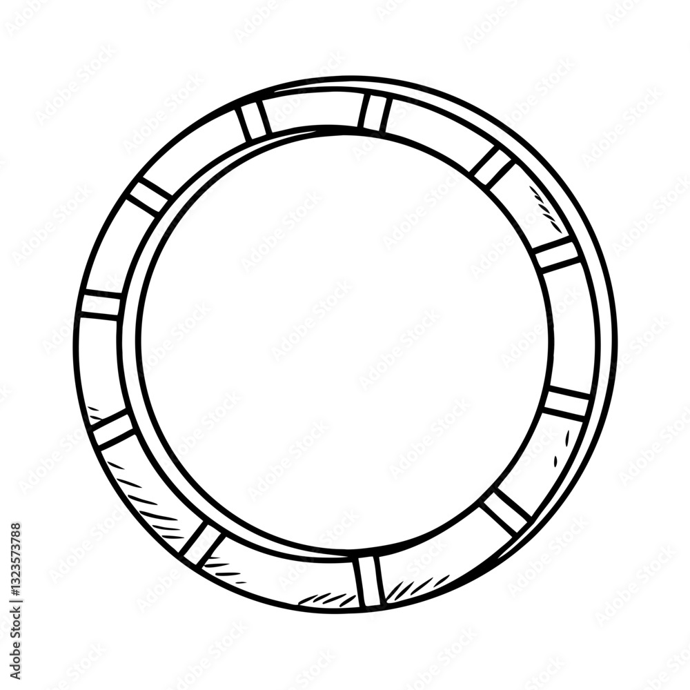 Circular Lifebuoy Vector Nautical Rescue Safety Outline Design Circular Lifebuoy Vector Nautical Rescue Safety Outline Design