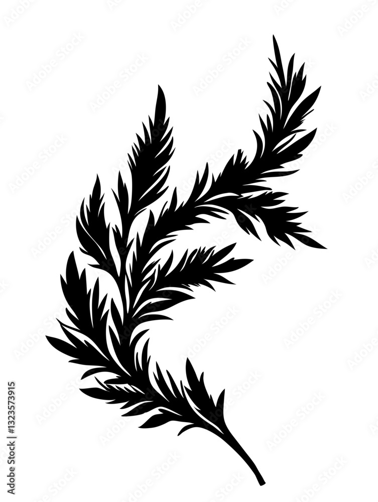 Fototapeta premium Ornamental Leaf Silhouette Vector Design for Tattoo or Print Decoration