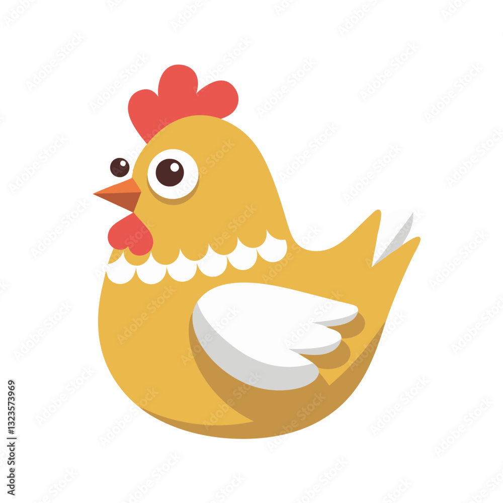 Cute Cartoon Chicken Vector Illustration for Kids and Educational Use