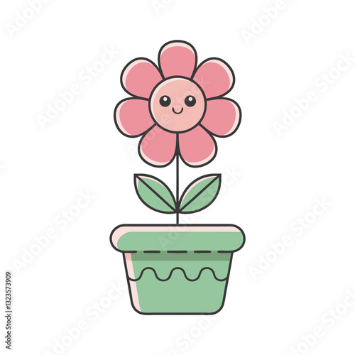 Cute Smiling Flower in Pot Vector Art for Kids and Crafts