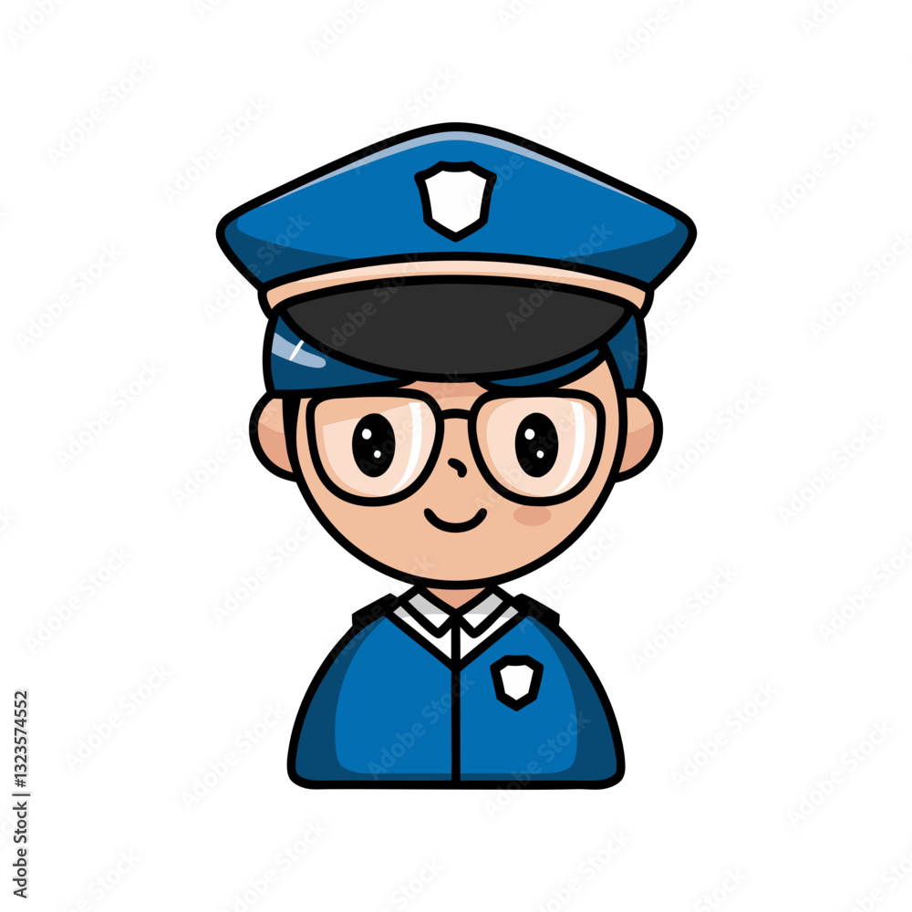 Cute Cartoon Police Officer Character Illustration for Kids and Educational Materials Cute Cartoon Police Officer Character Illustration for Kids and Educational Materials