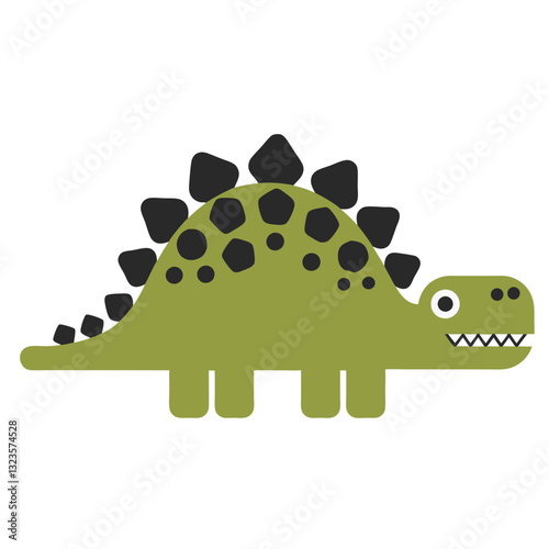 Cute Green Stegosaurus Dinosaur Vector Illustration for Kids Projects