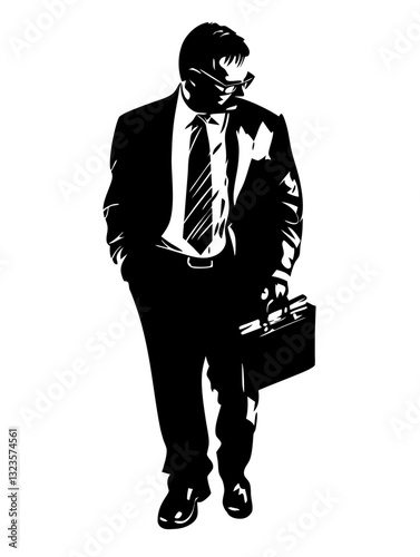 Businessman Silhouette Vector with Briefcase for Design Projects and Illustrations