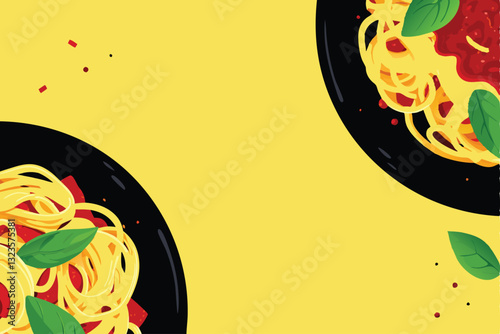 Vibrant image showcasing delicious Italian pasta dishes, garnished with fresh basil, emphasizing rustic Italian cuisine.