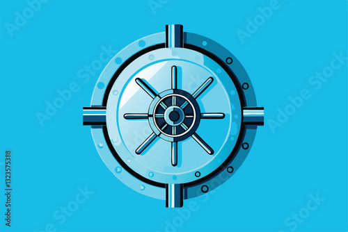 Create a line art drawing of a futuristic vault door, emphasizing sleek, geometric lines and advanced technological elements.  Include details like digital displays and intricate locking mechanisms.
