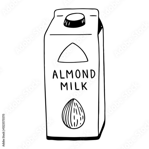 Vector Illustration of Almond Milk Carton for Vegan Dairy Alternative Products