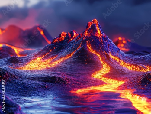 FuturisticCyber Futuristic Image View Volcano Holographic photo