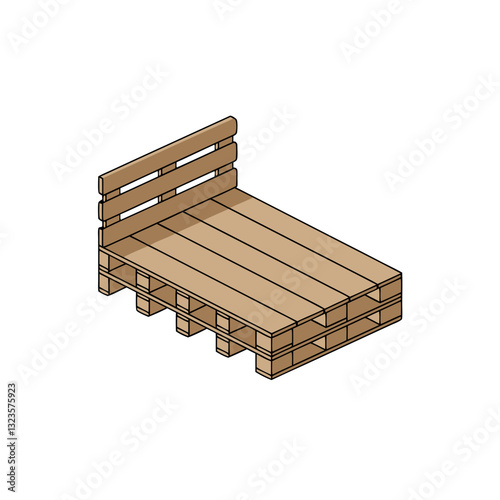 Wooden Pallet Bed Vector Illustration for DIY Furniture Projects