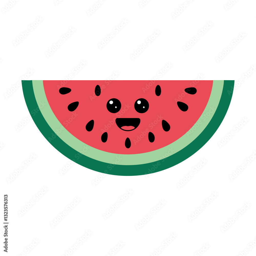 Cute Smiling Watermelon Slice Cartoon Vector Illustration for Kids Cute Smiling Watermelon Slice Cartoon Vector Illustration for Kids