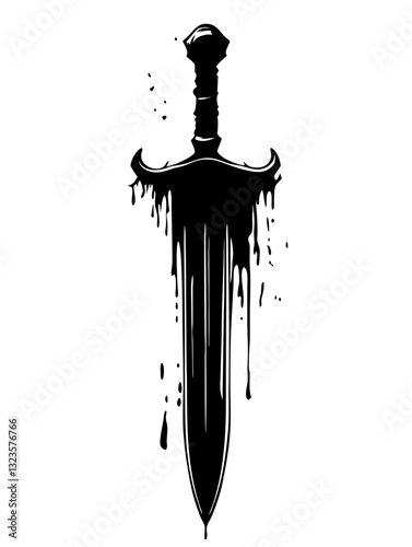 Dripping Ink Sword Vector Illustration for Artistic and Tattoo Design