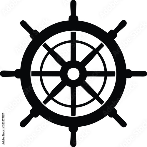 Ship steering silhouette, Steering wheel icon