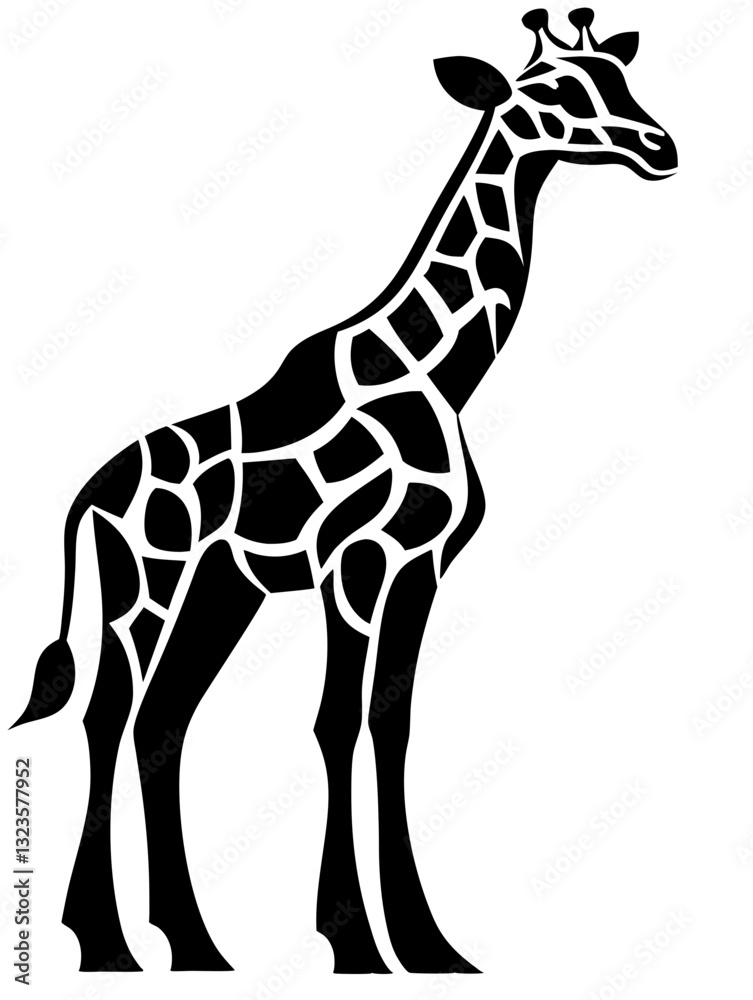 Fototapeta premium Black Silhouette Giraffe Illustration Vector Art for Design Projects