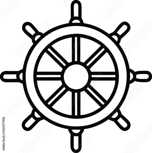 Ship steering line art Steering wheel icon,Ship steering icon