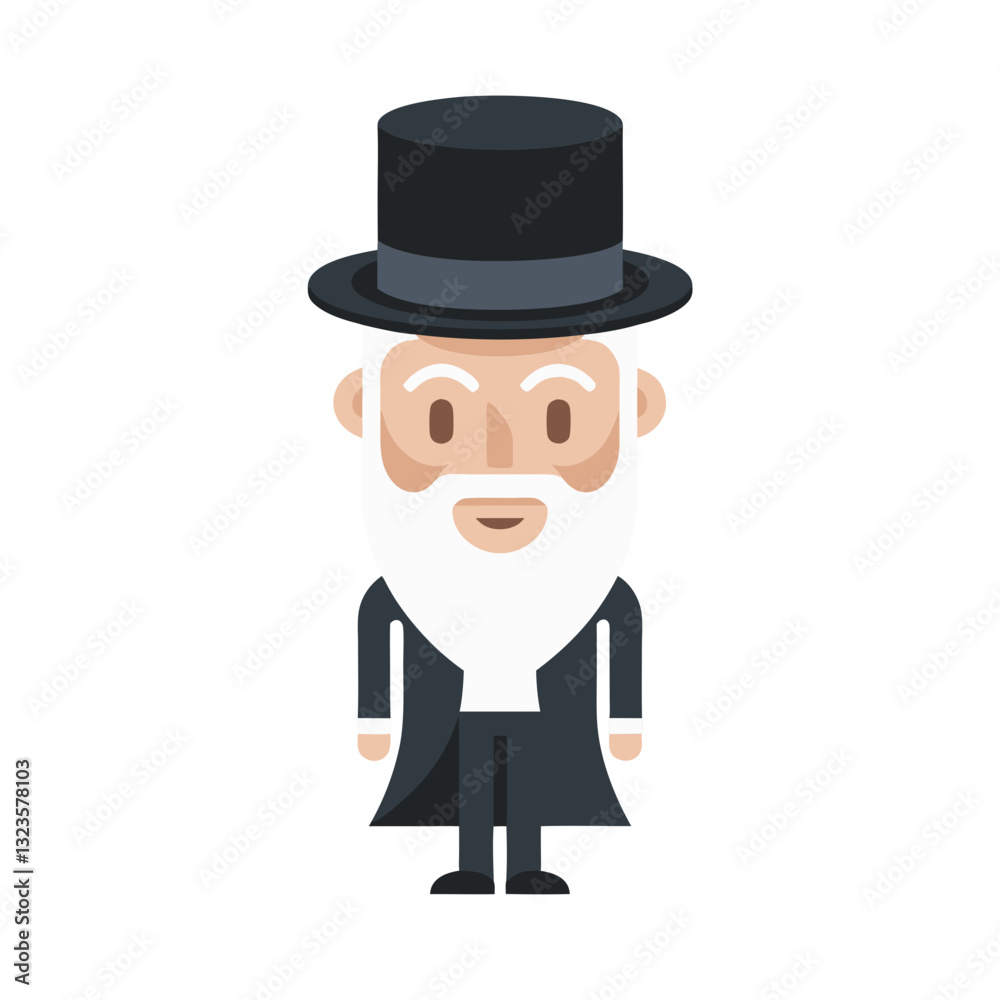 Victorian Gentleman Character Vector in Top Hat and Beard Illustration Victorian Gentleman Character Vector in Top Hat and Beard Illustration