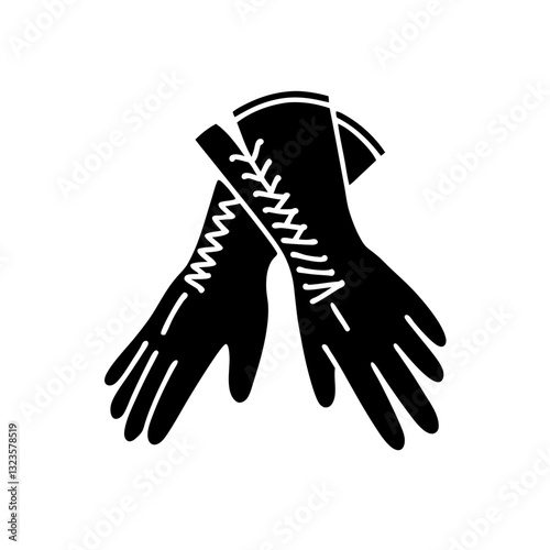 Elegant Lace-Up Gloves Silhouette Vector for Fashion and Design Projects