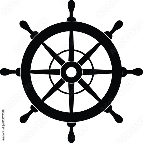 Ship steering silhouette, Steering wheel icon
