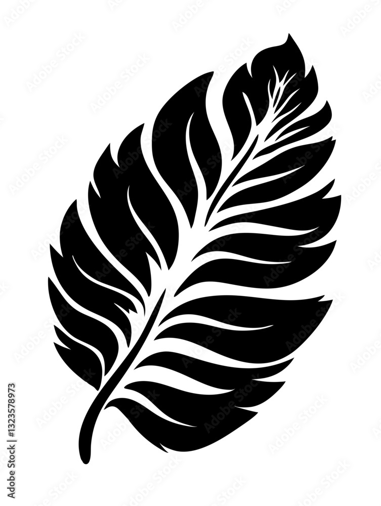 Obraz premium Artistic Black Leaf Silhouette Design for Tattoos and Nature-Themed Projects