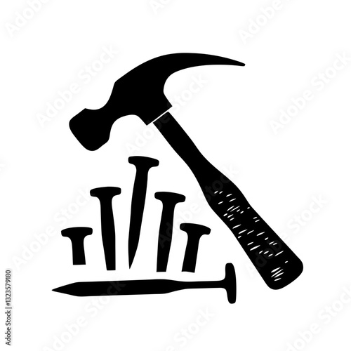 Hammer and Nails Vector Illustration for DIY Projects and Construction