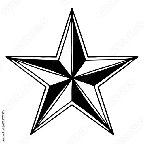 Black Outline Decorative Five Point Star for Designs and Crafts