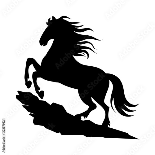 Majestic Prancing Horse Silhouette Vector Art for Designs and Tattoos