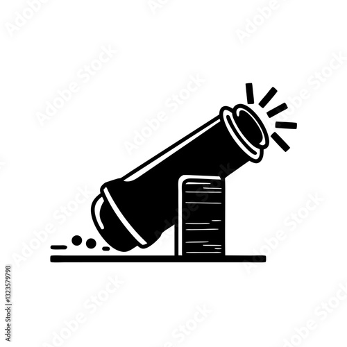 Black Cannon Silhouette Vector for Historical Warfare and Graphic Design Use