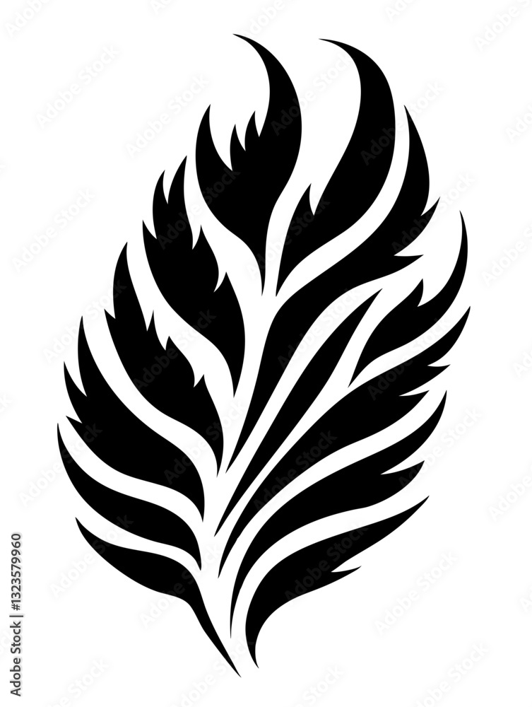 Obraz premium Abstract Leaf Silhouette Vector Decorative Art for Tattoo or Design Projects