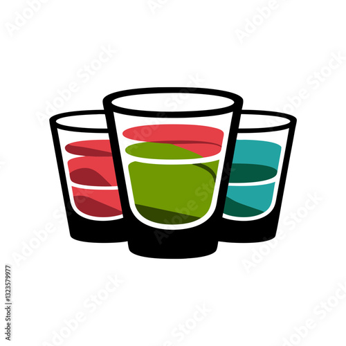 Colorful Cocktail Shot Glasses Vector Illustration for Beverage Design