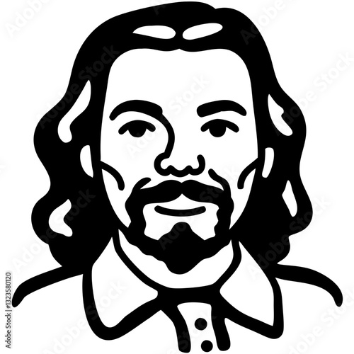 Black and White Retro Portrait Illustration for Artistic Designs