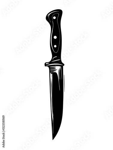Black Handle Knife Vector Illustration for Design or Tattoo Art Projects