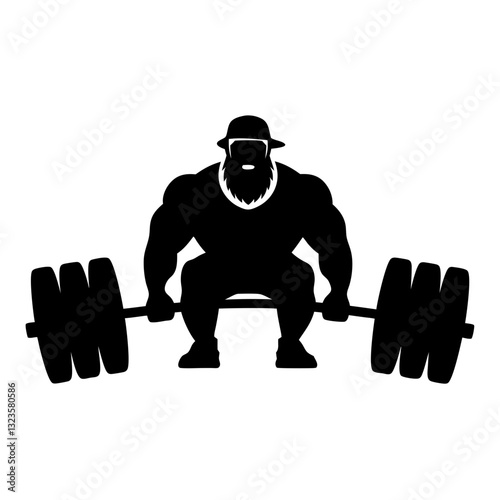 Strongman Lifting Heavy Barbell Silhouette for Gym and Fitness Designs