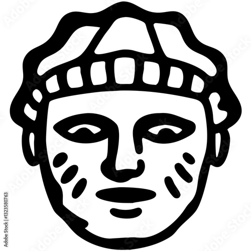 Ancient Tribal Mask Vector Illustration for Tattoo and Coloring Book Art