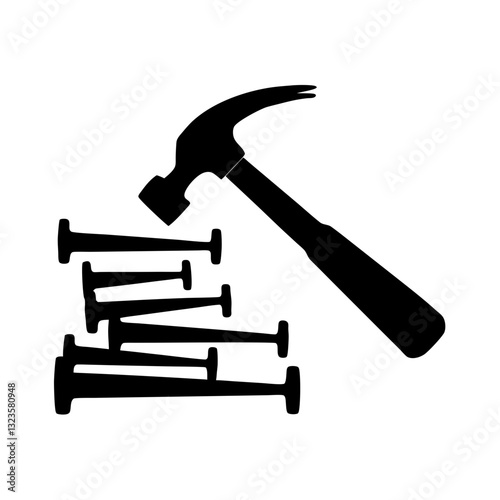 Hammer and Nails Vector Silhouette Construction for DIY Projects